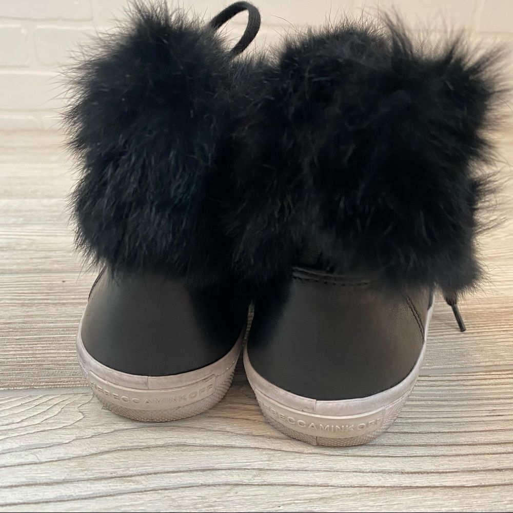 Rebecca Minkoff Sasha Leather Fur Trim Sneakers - Picture 11 of 15